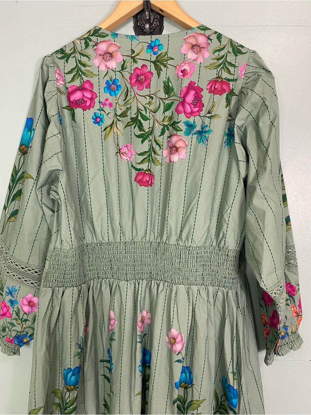 Anthropologie Floral Front Midi Dress Green Sundress Size 2X - Picture 6 of 6